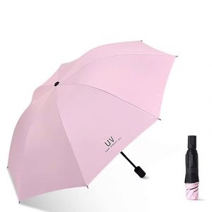 Custom Business Students Three-<b>Fold</b> Sun and Rain Protection Black Rubber Sunshade Custom Logo 8-Rib Anti-Wind UV Umbrella - Product Image 6