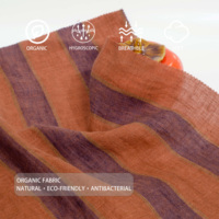 Großhandel Geknitterter Gewebter 100% Streifen-Leinenstoff 138cm 134gsm Leichtgewichtiger Reiner Flachsleinen für Frühling Sommer Hemden Kleider