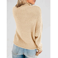 Pull-over en maille pour femme, col montant, coupe ample, épais, chaud, moderne et tendance, vente en gros