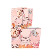 Bolsas de Regalo de Papel con Dibujos Animados Rosas Ecológicas, Reutilizables y Reciclables, Lindas Bolsas de Koala, Panda y Conejo para Cumpleaños y Festividades