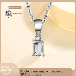 <span class=keywords><strong>Collar</strong></span> de Plata de Ley 925 con Colgante Rectangular de Diamante Moissan, Joyería Fina de Lujo y Alta Gama - Product Image 3