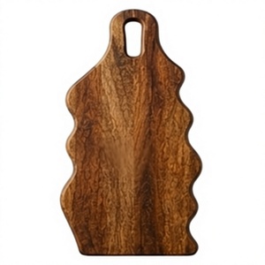 Tabla de cortar de madera de mango ondulada al por mayor, bloque largo para cortar alimentos, bandeja de charcutería hecha a mano, paleta para servir - Product Image 1