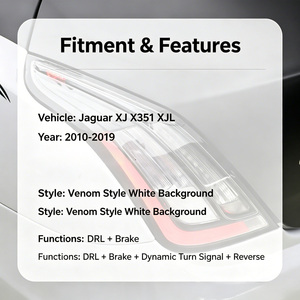 Luces Traseras LED Estilo Venom para <span class=keywords><strong>Jaguar</strong></span> <span class=keywords><strong>XJ</strong></span> X351 XJL 2010-2019, Fondo Blanco, Ensamblaje de Lámpara Trasera, Señal de Giro Dinámica, Conexión Plug and Play - Product Image 3