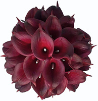 YOPIN-5713 Fleurs artificielles de lys calla bordeaux, toucher réel, pour décoration de mariage