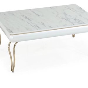 Mesa de Centro Buket con Tapa de Mármol y Estructura Metálica, Convertible, Mueble Moderno para Sala de Estar - Product Image 1