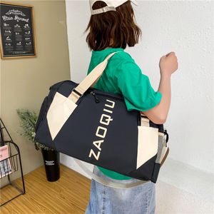 Sac de voyage pliable imperméable anti-odeur avec logo personnalisé rose noir Sac de sport de voyage Sac de sport de yoga avec compartiment à chaussures - Product Image 5