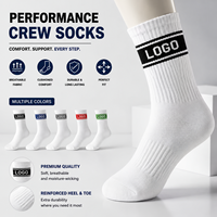 Chaussettes de sport respirantes à rayures multiples, avec slogan textuel jacquard noir et blanc, options de couleurs variées, fabrication OEM