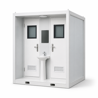 Cabine de toilettes portable blanche à double porte avec lavabo central pour les installations extérieures