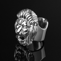 Bague Tête de Lion en Acier Inoxydable Plaqué Argent 925 Style Punk Bijou de Mode Masculin Design Animal Usage Quotidien Fête et Anniversaire