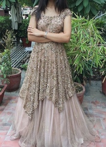 New-Stylish 2021 Kurta with Lehenga Beautiful Applique Work Dress with Lace and Button Decoration for Party/Wedding Sleeved - Product Image 2