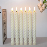 Bougies coniques LED électriques sans flamme en gros, couleur ivoire, à piles, effet vacillant en cire véritable, pour Noël, anniversaires et fêtes