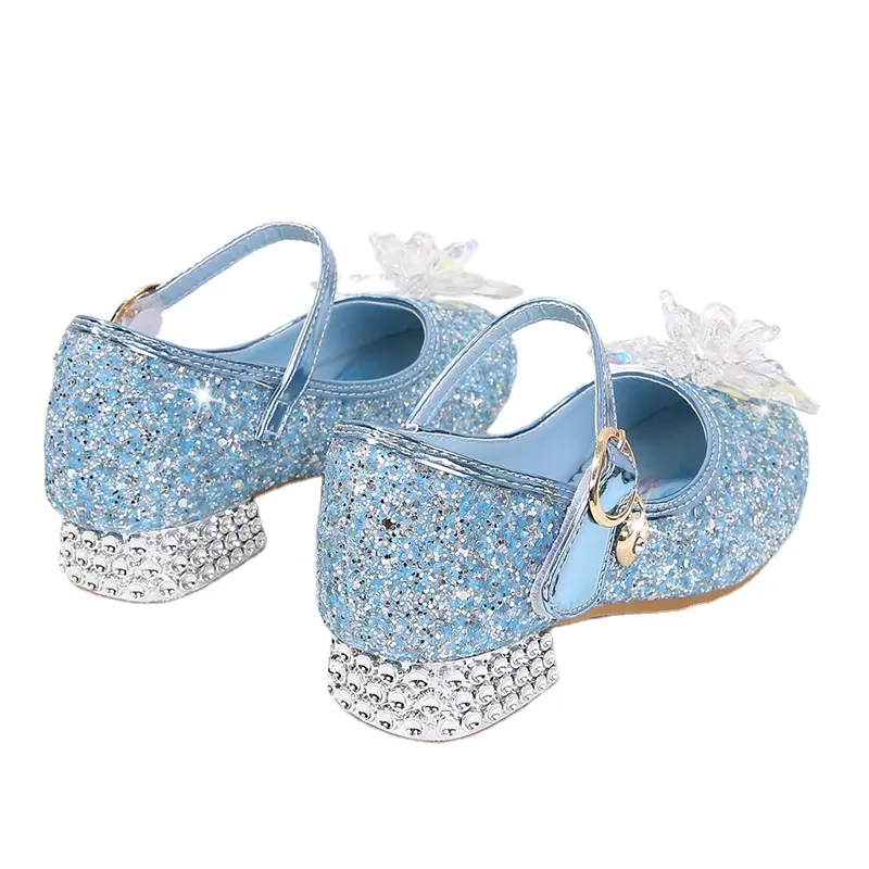 New design children princess pu leather shoes 3cm high heel casual girls shoes