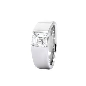 Flush Set Asscher Cut Solitaire Silver Classic Prong Setting Gold Plated Hip Hop <b>Ring</b> Lab Grown Diamond <b>Thick</b> Band Elegant - Product Image 2