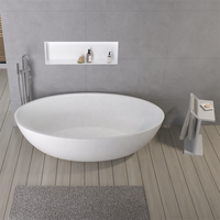 Baignoire autoportante ronde à profil bas en surface solide, en pierre artificielle, pour spa et immersion