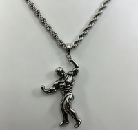 Collier pendentif musculation en acier inoxydable 316L - Bijou de fitness pour homme avec chaîne maille gourmette, prêt à offrir