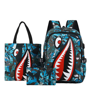 Mochila Escolar Personalizada con Diseño de Tiburón, Impermeable, para Adolescentes, Juego de Mochilas Escolares 3 en 1, OEM - Product Image 3