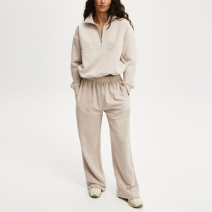 Felpa da Donna in <span class=keywords><strong>Cotone</strong></span> e Poliestere con Spalle Scese e Vestibilità Ampia, Mezza Zip, Collo a Imbuto, Pullover Nero - Product Image 3