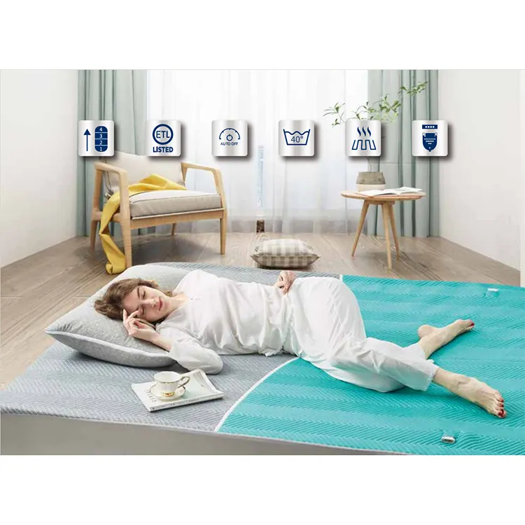 Surmatelas chauffant électrique confortable et doux à réchauffement rapide matelassé sous couverture Drap de lit chauffant