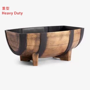 Jardinería creativa de plástico de imitación de <span class=keywords><strong>madera</strong></span>, maceta de flores de medio barril - Product Image 2