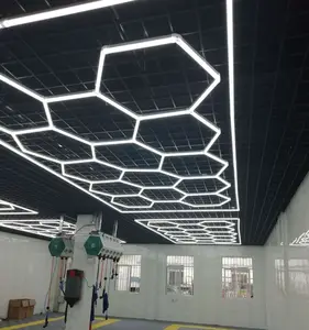 Factory Sell Hexagonal Grid Led Light Honeycomb Garage Lamp Led Hexagon Morden Ceiling Lights For Auto Detailing Shop Garage