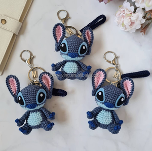צעצועי כלבים כחולים בעבודת יד כמחזיקי מפתחות לילדים דמויות סרט בעלי חיים יצירתיים סרוגה צעצועי כלבים חמודים לילדים - Product Image 4