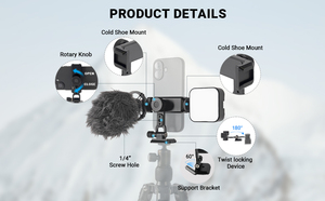 Soporte Giratorio 360 Grados para Teléfono con Clip para Selfies en Vivo, Adaptador de Montaje para Celular con Base QR Acra para Escritorio y Vlogging - Product Image 5