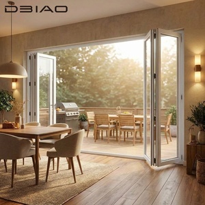 Porta Pieghevole in Alluminio Bianco con Vetro Temperato, Sistema a <span class=keywords><strong>4</strong></span> Pannelli, Design Moderno, Impermeabile per Uso Esterno in Villa e Terrazza - Product Image 3