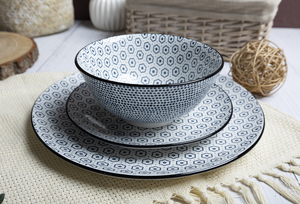 HappyGo Set di Stoviglie in Porcellana con Motivo Blu, <span class=keywords><strong>18</strong></span> <span class=keywords><strong>Pezzi</strong></span>, <span class=keywords><strong>Piatti</strong></span> in Ceramica dal Design Moderno - Product Image 6