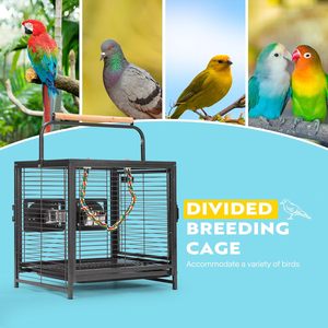 Cage de transport de voyage pour oiseaux en fer forgé noir de qualité supérieure de 19 pouces pour perroquets conures inséparables calopsitte fabriquée en Oxford respirant - Product Image 2