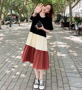 Nuovo abito da t-shirt ampio <span class=keywords><strong>per</strong></span> studentesse di grandi dimensioni, alla moda ed elegante, gonna al ginocchio di media lunghezza - Product Image 3