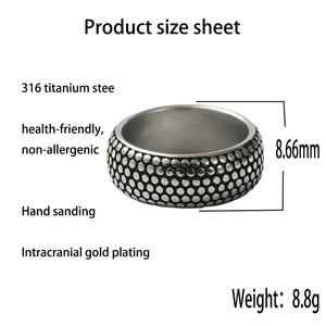Men's <b>Titanium</b> Steel Polka Dot <b>Ring</b> Silver Retro Punk Style Geometric Design Gift Jewelry 16033 - Product Image 2