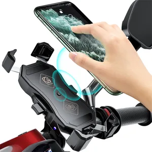 Suporte elétrico multifuncional para motocicleta, suporte de celular para carregamento rápido com fio usb qc3.0 de 15w para bicicleta