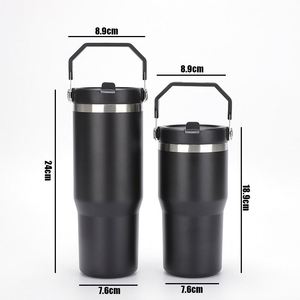 Custom logo 20oz 30oz Insulated Leak Resistant Water Bottle Double Wall Stainless Steel 30 oz Flip <b>Straw</b> Tumbler <b>with</b> Handle - Product Image 4