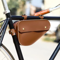 Sac de cadre de vélo en cuir PU rétro, petit sac triangulaire pour tube de vélo, pochette à outils de réparation, sac multifonction portable