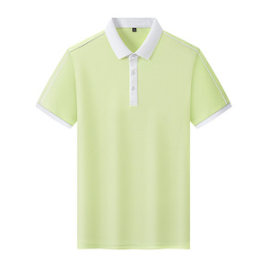 Polo Shirt Short Sleeve Solid Color Contrast Trim Polyester Workwear Daily Use - Product Image 3