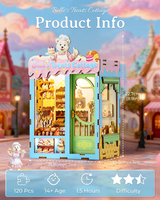 Rompecabezas 3D de Madera Educativo y de Bricolaje, Kit de Rincón de Lectura con Diseño de Panadería y Ositos, Regalo para Amantes de la Gastronomía