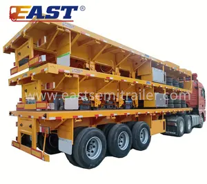 EAST Tiga Gandar Tempat Tidur Datar Trailer Harga Truk Kontainer Tinggi 40ft Kontainer Trailer Datar