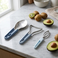 3-delige roestvrijstalen handmatige multifunctionele fruit- en groentesnijder, herbruikbaar, draagbaar, voor huishoudelijk gebruik in de keuken, Sun Well
