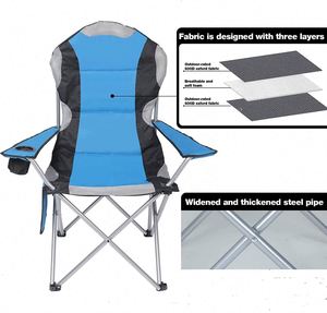 Oversized <b>Deluxe</b> Padded Folding <b>Camping</b> <b>Chair</b> With Cup Holder and Side Pocket Lightweight High Back Leisure Portable Heavy Duty - Product Image 3