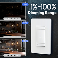 Interruptor de Luz Inteligente WiFi LangYeao, Compatible con Alexa, Google Home, Aplicación Tuya, Control Múltiple de 3 Vías, LED y CFL Regulables, Estándar Estadounidense