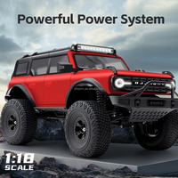 Voiture RC tout-terrain 1/18 de qualité hobby avec essieux portiques, double vitesse, régulateur de vitesse CCS, jantes en alliage, coque en PC, intérieur, 4x4, télécommandée