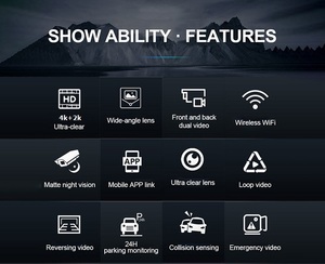 Caméra embarquée double objectif 4K+2K 2160P WIFI GPS Logger, puce Novatek 96675, capteur <span class=keywords><strong>Sony</strong></span> IMX323, vision nocturne, enregistreur de conduite - Product Image 2