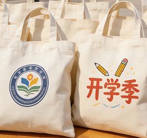 กระเป๋าผ้าแคนวาสสีขาวพิมพ์โลโก้ตามสั่ง ใช้ซ้ำได้ เป็นมิตรกับสิ่งแวดล้อม พับเก็บได้ มีหูหิ้วแบบไม่ถักทอ เหมาะสำหรับใส่ของขวัญ ช้อปปิ้ง ลายสกรีน - Product Image 1