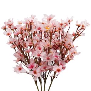 Ramas artificiales de Sakura de primera calidad, Juego de 3 tallos de flor de cerezo Rosa ultrarrealistas con textura de madera natural para el año - Product Image 1