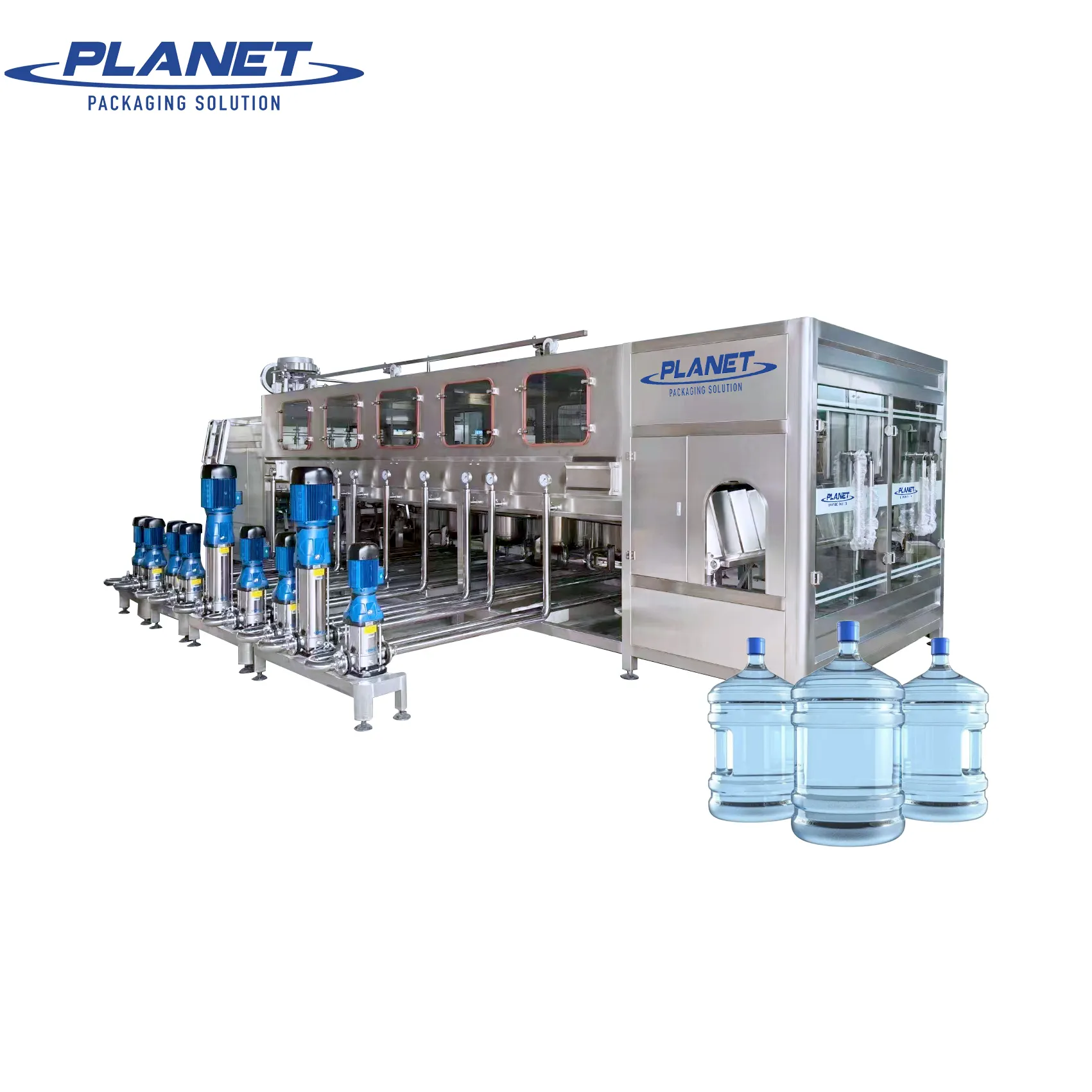 प्लैनेट मशीन सर्वाधिक बिकने वाली पूर्णतः स्वचालित 1200बीपीएच 5 गैलन पीईटी प्लास्टिक बोतल पीने का पानी 5 गैलन पानी भरने की मशीन