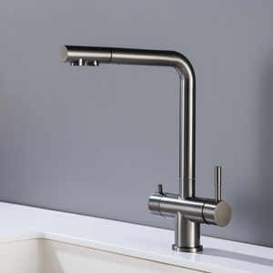 Estraibile <span class=keywords><strong>a</strong></span> doppia maniglia leva rubinetto cucina 3 vie <span class=keywords><strong>filtro</strong></span> acqua depuratore <span class=keywords><strong>rubinetti</strong></span> miscelatore <span class=keywords><strong>rubinetti</strong></span> acqua potabile in acciaio inox 3 in 1 - Product Image 3