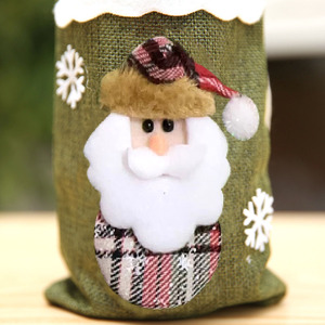 Christmas Linen Drawstring Wine Bottle Bags Santa Snowman Design Wine Bottle Covers Xmas Holiday Party <b>Table</b> Decor Gift - Product Image 3