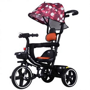 <span class=keywords><strong>Tricycle</strong></span> 3 en 1 pour enfants, pliable, avec auvent, poignée de poussée réglable, garde-corps de sécurité, <span class=keywords><strong>tricycle</strong></span> pour tout-petits, lumières musicales, panier, roues silencieuses - Product Image 2