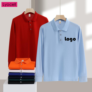 Camisa <span class=keywords><strong>Polo</strong></span> de Trabajo de Manga Larga con Mezcla de Lyocell Premium, Estilo Formal de Negocios, Logotipo Bordado Personalizado, Uniforme en Blanco, Camisas <span class=keywords><strong>Polo</strong></span> para Hombre - Product Image 1