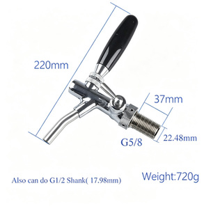 Distributeur de bière réglable G1/2 et G5/8 PERA TJ020A avec robinet, garantie 3 ans, filtre en acier inoxydable, métal poli - Product Image 2